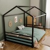 Twin/Full Size Montessori Floor Bed Frame, Metal House Shaped Low Bed with Guardrails for Toddlers - ModernLuxe - 4 of 4