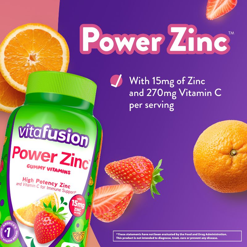 Vitafusion Power Zinc Gummy Vitamin Immune Support - Strawberry Tangerine Flavored - 90ct, 4 of 12