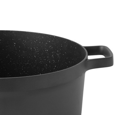BergHOFF Black Non-Stick Aluminum Stock Pot with Glass Lid