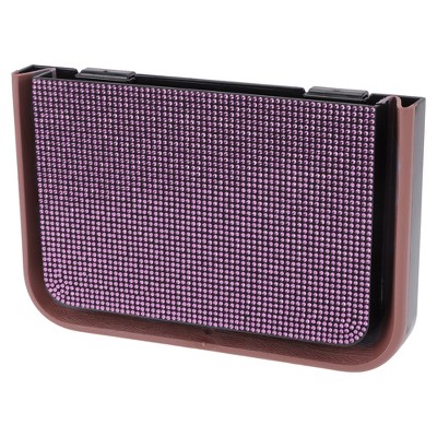 Unique Bargains Car Trash Can Foldable Back Seats Rhinestone Plastic Trash Bin Pink Black 1 Pcs