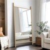 SpassWay Solid Wood Full Length Mirror Accent Wall Mirror Novelty Cheval Mirror Black/Brown/Walnut/Natural Wood - 2 of 4