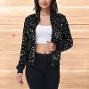 Anna-Kaci Women's Sequin Bomber Jacket Zip Front Ribbed Cuffs and Hem Pockets - 2 of 4
