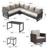Buenhomino Outdoor Furniture Sectional Sofa L Shaped Couch - Patio Wicker Set with 2 Swivel Glider Chairs, 7 Piece Patio Conversation Set with Cushion - 3 of 4