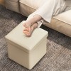 Tangkula Folding Storage Ottoman Upholstered Square Footstool PVC Leather 10.5 Gallon - 3 of 4