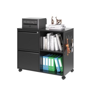 Mlezan 2-Drawer File Cabinet: Lockable, Mobile Lateral Storage with Adjustable Shelves. Ideal for Printer or Files in Home or Office. - 1 of 4
