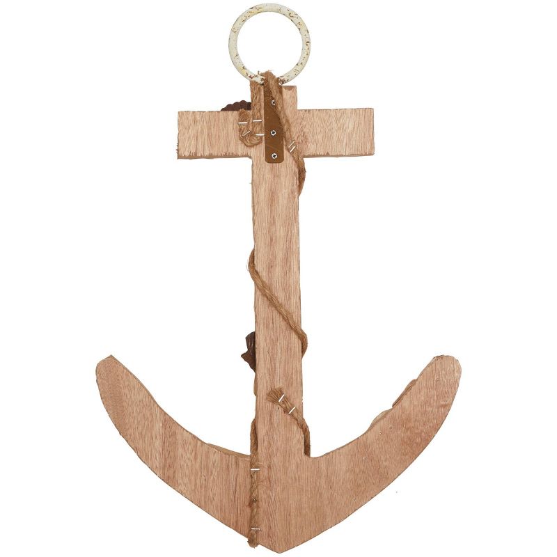 Wood Anchor Handmade Driftwood Inspired Wall Decor with Shell and Rope Accent Brown - Olivia &#38; May, 3 of 6