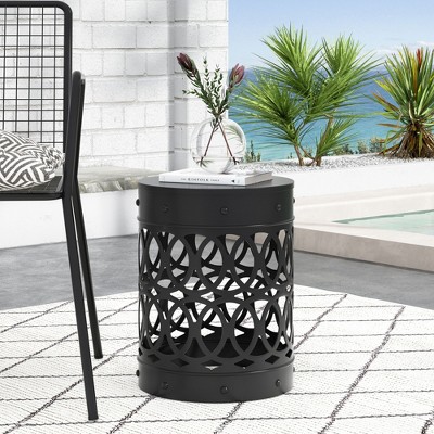 Maggift Patio End Tables Accent Side End Table for Outdoor and Indoor, Garden, Backyard Use, Special Design, Black, 13.75"*13.75"*18"