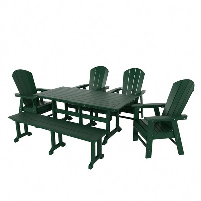 WestinTrends 6 Piece Outdoor Patio Dining Table and Armchair Dining Bench Set