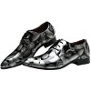 Santimon Mens Fashion Dress Shoes Pointed Toe Floral Patent Leather Lace Up Oxfords - 3 of 4