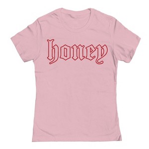Rerun Island Women's Honey Gothic Short Sleeve Graphic Cotton T-Shirt - Light Pink L - 1 of 4