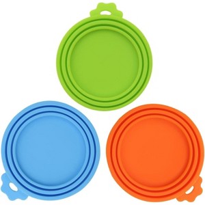 3 Pack Pet Food Can Covers Universal Can Lids Safe/Silicone Dog&Cat Food Can Lid Covers - 1 of 4