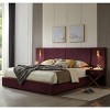 GDFStudio Noxon Modern Velvet Upholstered Bed Frame with Wingback Headboard, LED Lights, and 2 Floating Bedside Tables - 2 of 4