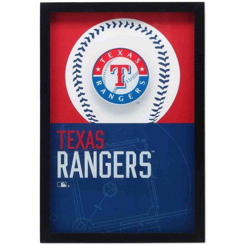 Mlb Texas Rangers Baseball Logo Glass Framed Panel : Target