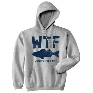 WTF Wheres The Fish Adult Hoodie Funny Fishing Acronym Fishermen Joke Hooded Sweatshirt - Crazy Dog Hoodie - 1 of 4