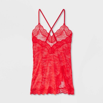 Women's Allover Lace Lingerie Slip Dress - Auden™ Red S