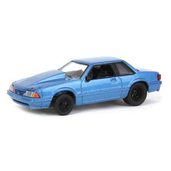 Greenlight 1/64 1993 Ford Mustang Blue Drag Car, LP Diecast Exclusive 51522-B