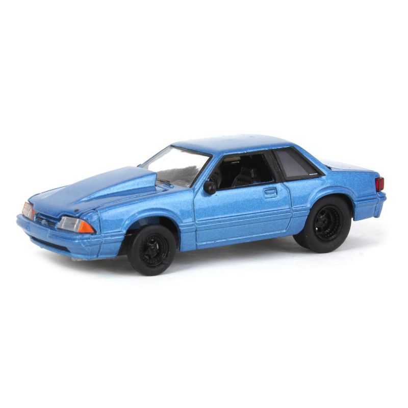 Greenlight 1/64 1993 Ford Mustang Blue Drag Car, LP Diecast Exclusive 51522-B, 1 of 7