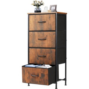 SEVOBAL Nightstand 4 Drawers Bedside Table Removable Bins Sturdy Organizer Furniture for Bedroom Nursery Closet Living Room, Brown, 17.7"*11.8"*37.4" - 1 of 4