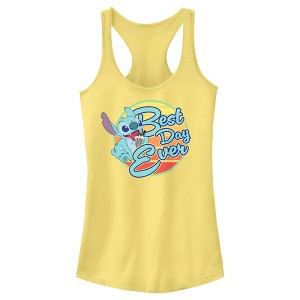 Juniors Womens Lilo & Stitch Best Day Ever Stitch Racerback Tank Top - 1 of 4