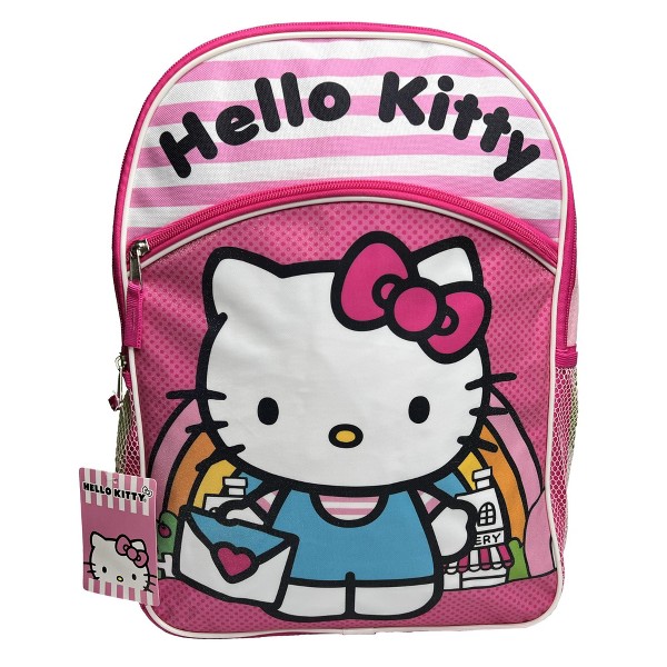 Mochila escolar rosa Hello Kitty 16" con bolsillos frontal y laterales 5