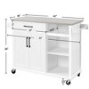 Yaheetech Rolling Storage Kitchen Cart Cabinet with Stainless Steel Top & Storage Shelves - 3 of 4