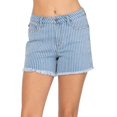 Women's Striped Cut Off High Waist Shorts - Judy Blue