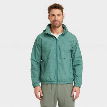 Men's Camo Print Windbreaker Jacket - All in Motion Olive Green XL
