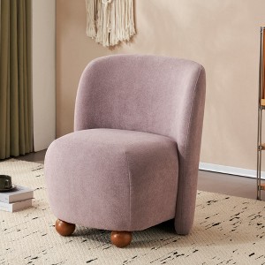 TOAOTBNBO Modern Accent Chair with Solid Pine Wood Feet, Upholstered Armless with Low Back Soft Round Chair for Bedroom, Purple - 1 of 4