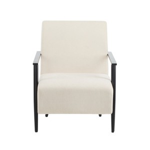TiramisuBest 26.4" Modern Beige Lounge Chair with Polyester Upholstery & Sturdy Metal Frame,Ideal Living, Bedroom, Office Accent - 1 of 4
