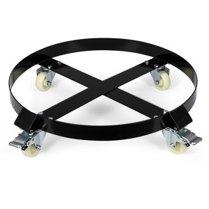 55-Gallon Drum Dolly, Heavy-Duty Steel Dolly with Cross Braces & Swivel Casters Wheel, 2000lbs Load Capacity, Non Tipping Design - 1 of 4