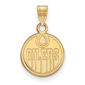 Black Bow Jewelry 14k Yellow Gold Plated Sterling Silver Edmonton Oilers NHL Small Pendant - 1 of 3