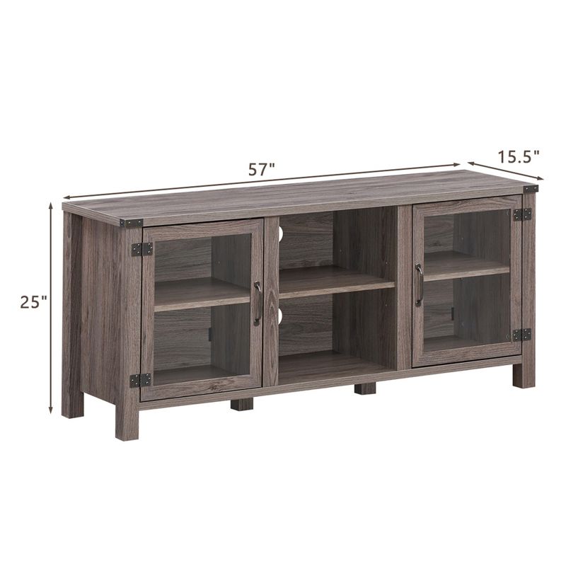Costway TV Stand Entertainment Center for TV's up to 65'' w/ Storage Cabinets Deep Taupe, 2 of 11