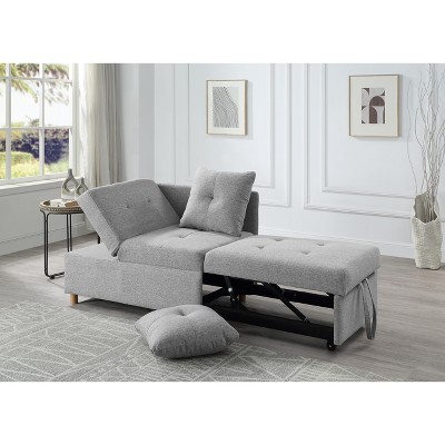 NicBex Modern Pull Out Sofa Bed Linen Convertible Single Sofa with Adjustable Back and 2 Pillows for Living Room