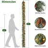 9FT Prelit Christmas Garland Decorations with LED Lights, Battery Operated Lighted Garland with Ball Poinsettia Ornaments for Xmas Decor - 4 of 4