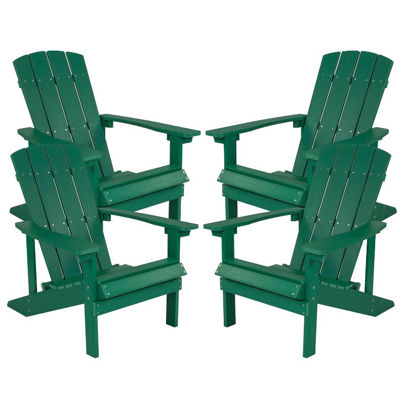 Flash Furniture Set of 4 Charlestown All-Weather Poly Resin Wood Adirondack Chairs, 1 of 10