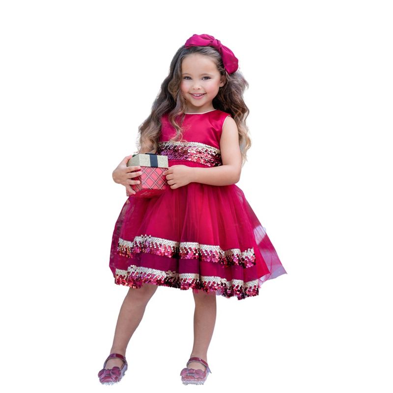 Girls Season of Sparkle Red Tiered Holiday Dress - Mia Belle Girls, 1 of 7