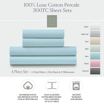Ella Jayne 100% Cotton Percale Cool and Crisp Deep Pocket Sheet Set