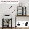 3-Tier Printer Stand, Rolling Under Desk Printer Cart with Lockable Wheels, Industrial Mobile Printer Table - 3 of 4