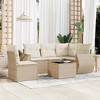 vidaXL 6 Piece Patio Sofa Set with Cushions Beige Poly Rattan - Beige and Cream Without Table - 2 of 4