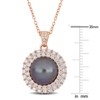 EVERLY JEWELRY | Rose Plated Sterling Silver 11-12mm Cultured Freshwater Black Pearl and 2 3/8 CT TGW Cubic Zirconia Halo Pendant with Chain-18 inch - 4 of 4