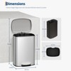 13 Gallon / 50 Liter Metal Kitchen Trash Can with Lid, Large Rustproof Garbage Can for Kitchen, Step-on Trash Bin with Inner Bucket - 2 of 4