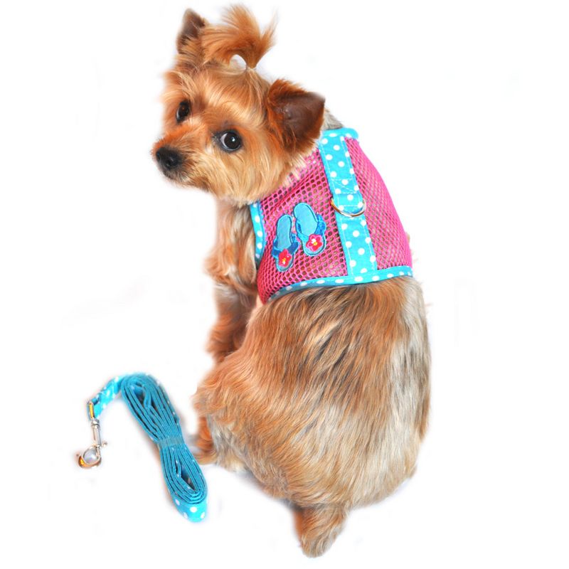 Doggie Design Cool Mesh Dog Harness Under the Sea Collection-Pink and Blue Flip Flop, 1 of 4
