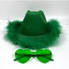 4E's Novelty Green Cowboy Hat with Feathers & Heart-Shaped Sunglasses - Perfect Cowboy Outfit Accessory, Cowboy Hat for Party Costume Dress Up - 4 of 4