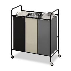 2/3-Section Rolling Laundry Sorter, Heavy Duty Laundry Hamper Cart with 3x40L Removable Bag & Lockable Wheels - 1 of 4
