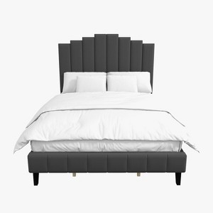 Boeotia Tufted Upholstered Platform Bed with Headboard and Footboard| ART OF LIVING DESIGNS-GREY - 1 of 4