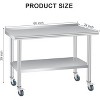 Stainless Steel Table, Backsplash + 4 Caster Wheels, Kitchen Work Table for Work, Heavy Duty NSF Metal Work Tables, for Restaurant, Home - 2 of 4