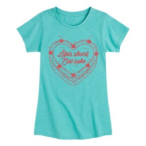 Girls' - Instant Message - Eat Cake Heart Fitted Short Sleeve Graphic T-Shirt - 1 of 4