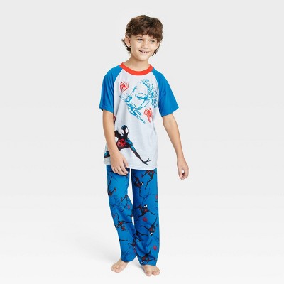 Boys' Marvel Spider-Man: Miles Morales 2pc Short Sleeve Top and Pants Pajama Set - Blue