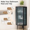 QingMoon Corner Cabinet, Floor Storage Cabinet, Narrow Organizer with Fluted Glass Door and Shelves for Bathroom and Laundry Room - 2 of 4