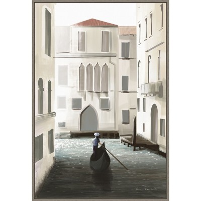 Amanti Art Framed Venice Moment by Omar Escalante Canvas Wall Art Print (23 in. W x 33 in. H), Sylvie Greywash Frame